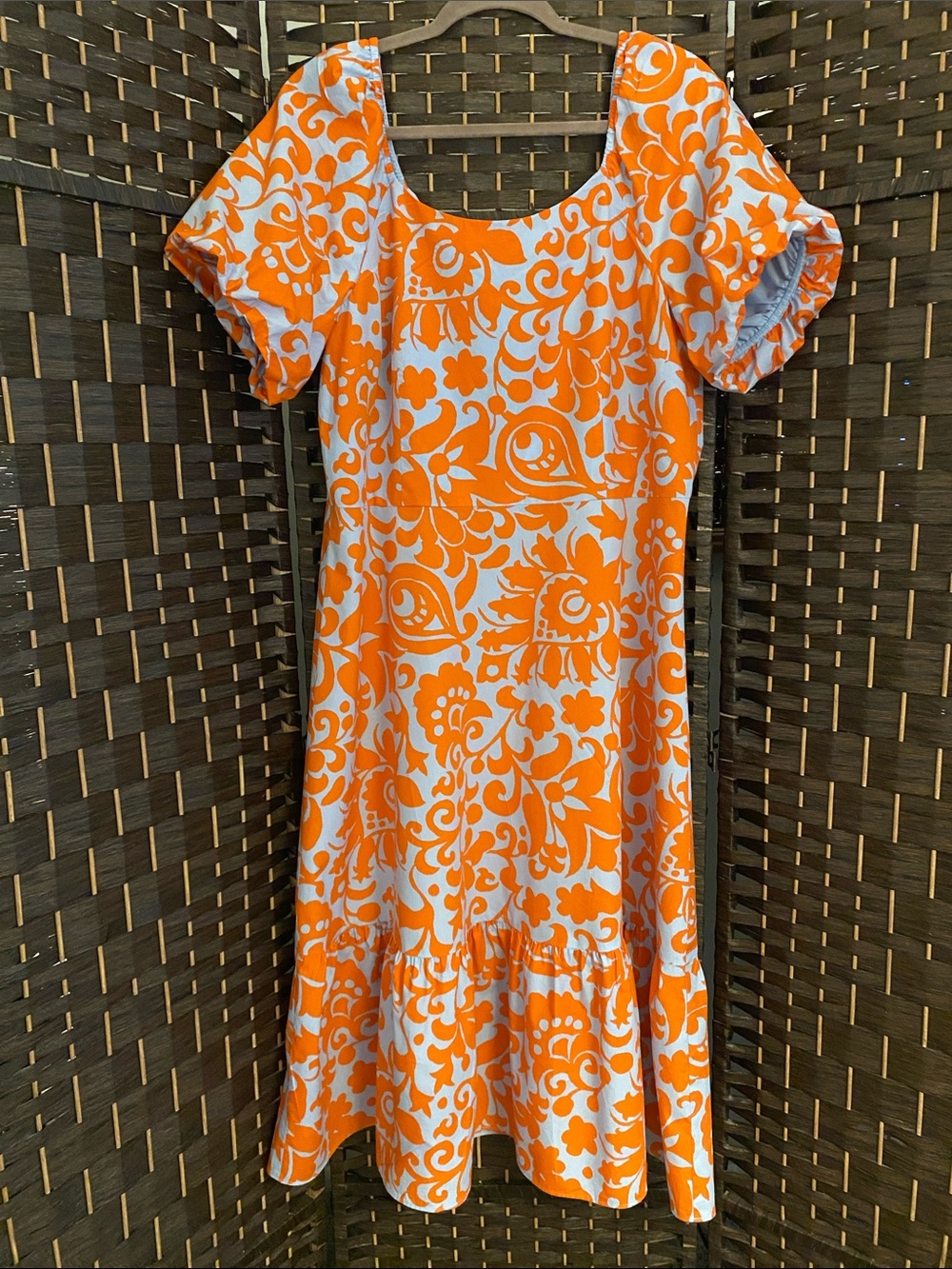 Talbots Orange and White Floral Midi Dress